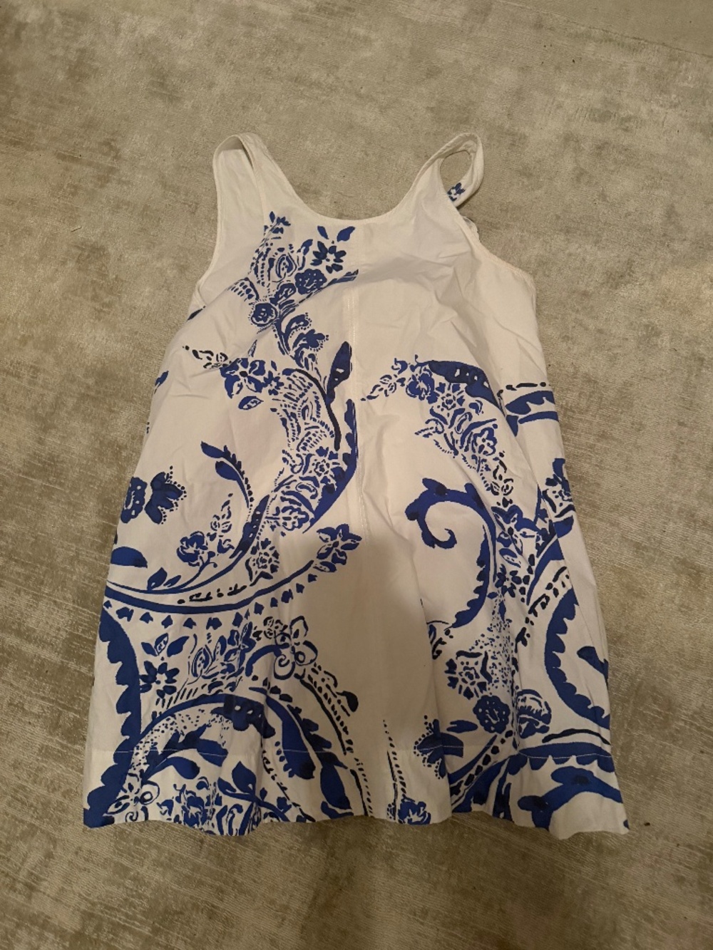 Maeve White Mini Dress with Blue Paisley Print